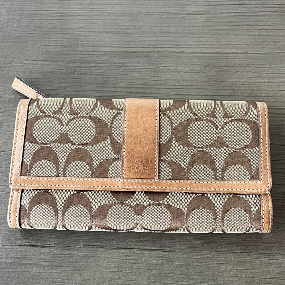 Coach Signature Brown and Tan Wallet